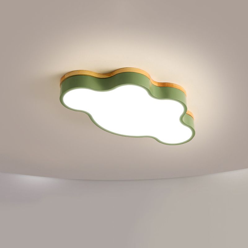 Le nuage en bois LED Ceiling Fixture in Modern Creative Style Acrylique Macaron Flush Mount for Bedroom