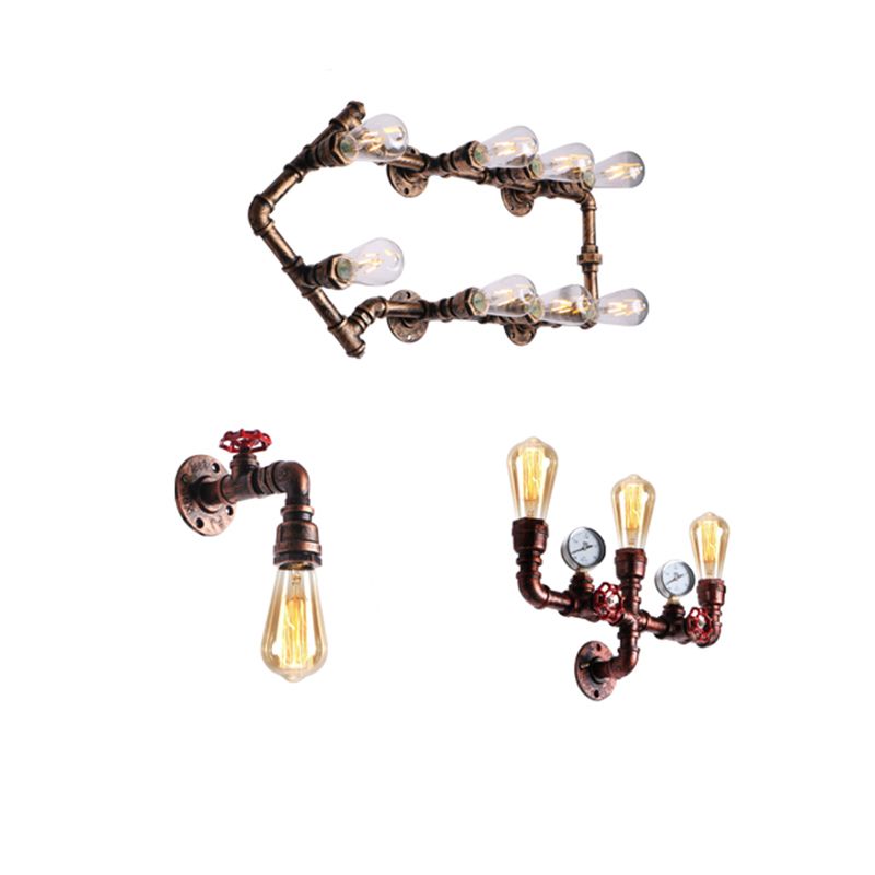 Industrial Loft Vintage Conduit Wall Light Sconces Wrought Iron Wall Mounted Light for Bar