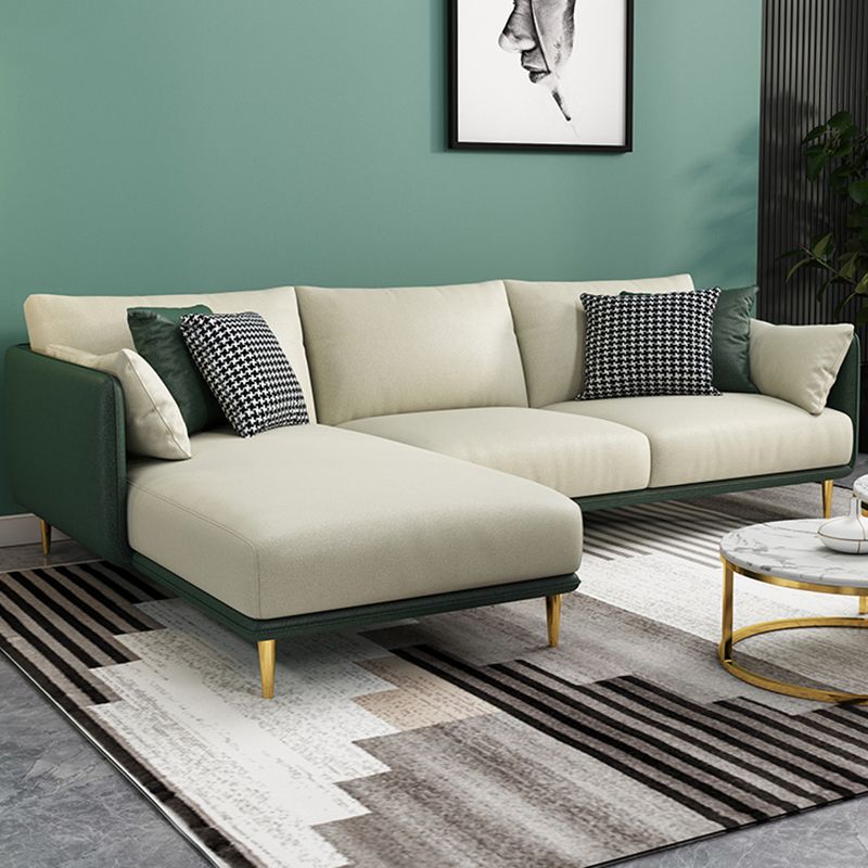 Glam Style 34.25 " H Faux Leather Square Arm Sofa & Chaise for Living Room