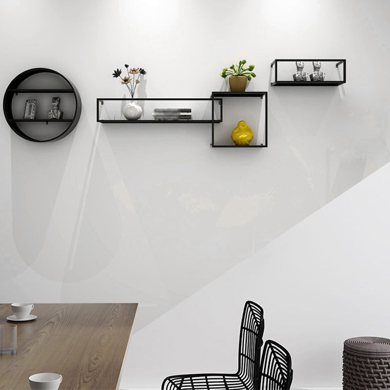 Black Industrial Wall Mounted Bookshelf Iron Bookshelf for Living Room