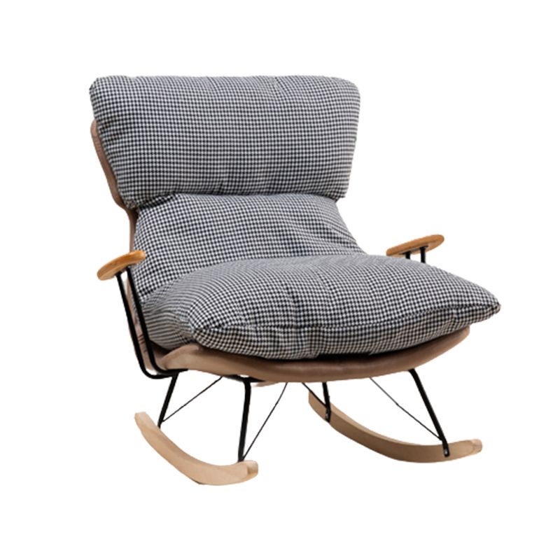 Patchwork Rocking Chair Fabric Upholstered Contemporary Rocking Chair with Ottoman