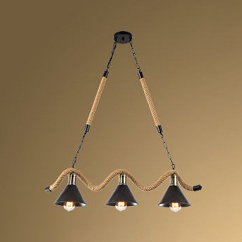 Vintage Hemp Rope Pendant Light American Industrial Style Hanging Lamp for Loft Living Room