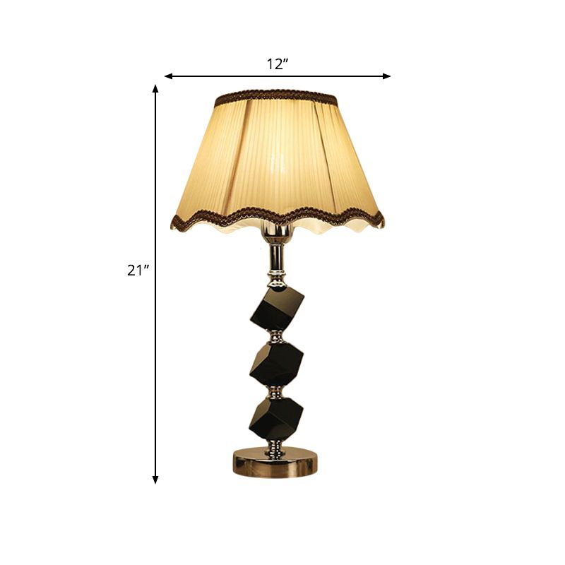 Light Brown Scalloped Nightstand Light Contemporary 1 Bulb Crystal Block Table Lamp