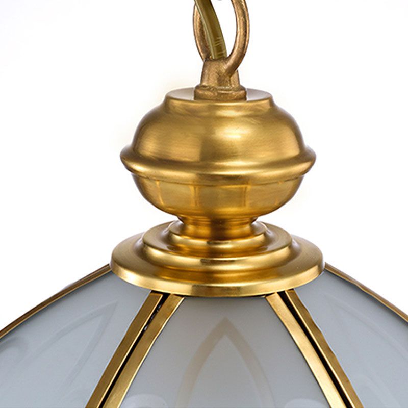 Colonial Flower Hanging Pendant 1 Head Frosted White Glass Suspended Lighting Fixture for Hall