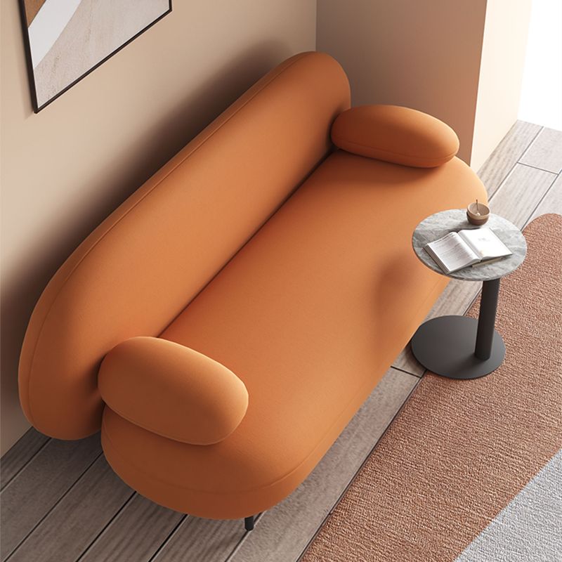 Contemporary Tight Back Settee Bench Pillow Top Arm Sofa Couch in Orange