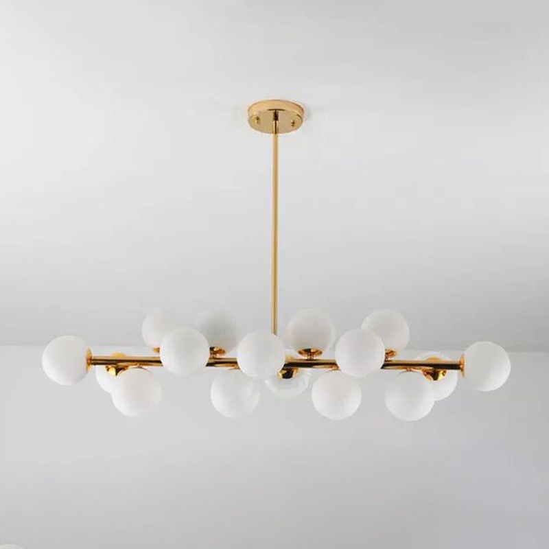 Ball-Shaped Island Chandelier Light Minimalist Style Glass Island Lighting Fixture