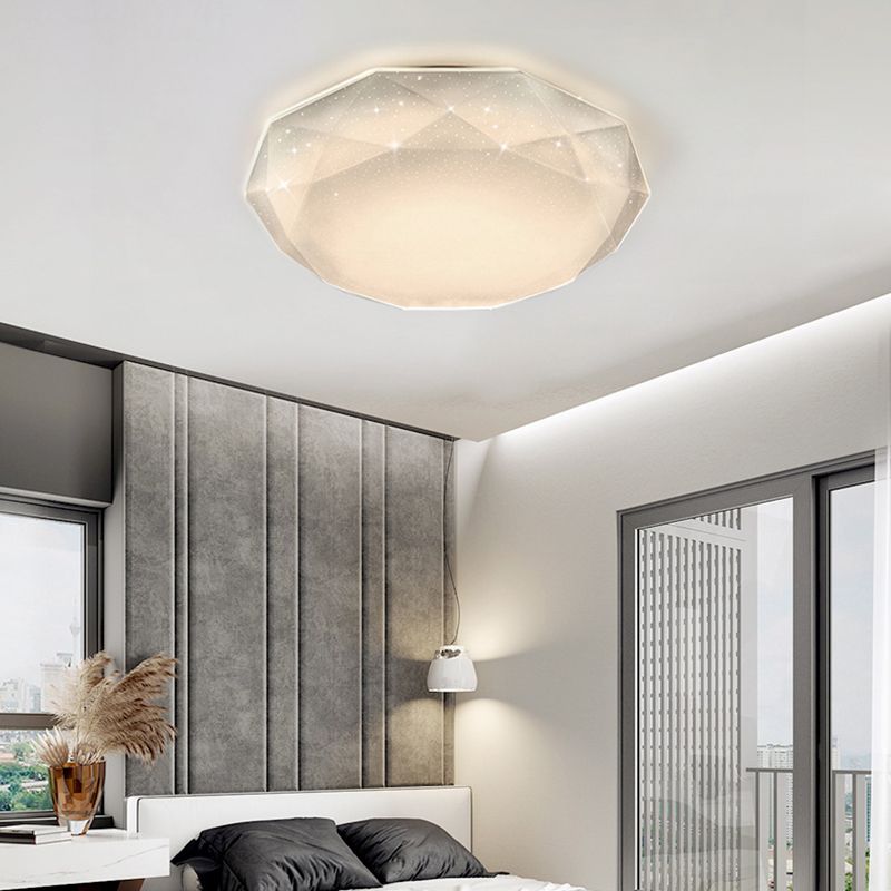 Geometric Shape Metal Flush Light Modern Style 1 Light Flush Mount Ceiling Lights in White