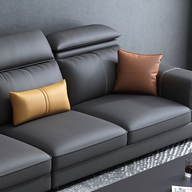 L-Shape Faux Leather High Back Square Arm Sectional with Stain-Resistant
