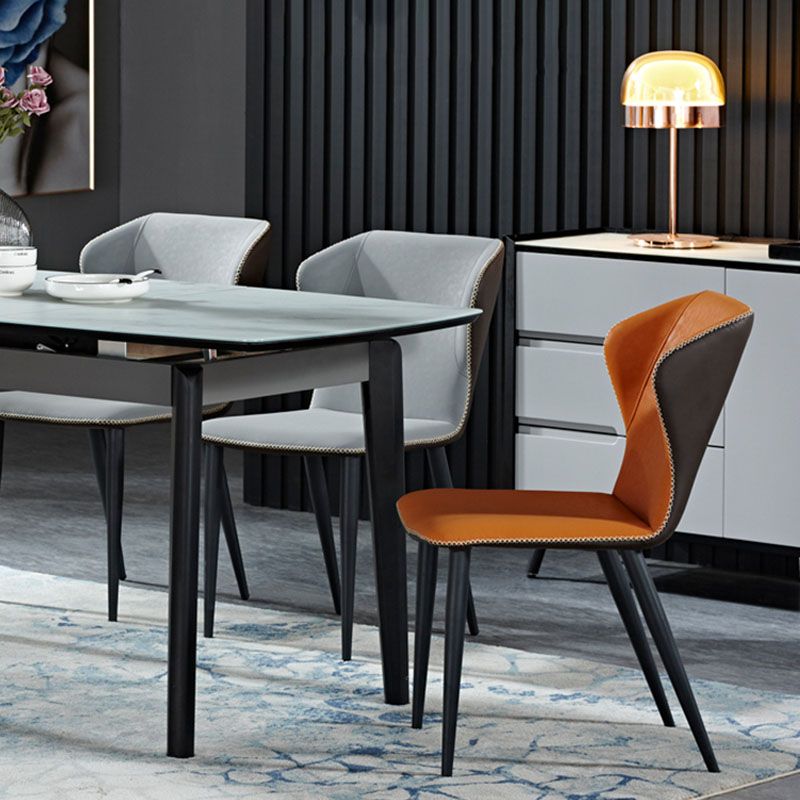 Industrial Faux Leather Dining Chairs Armless Wingback Parsons Chair