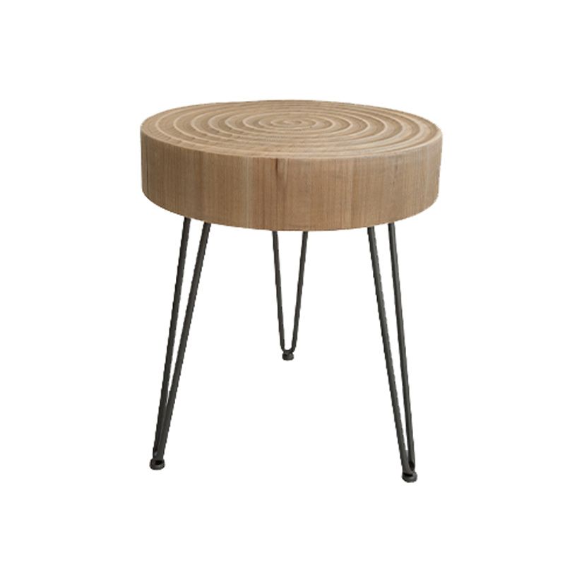 Round Sold Wooden Coffee Table with Black Base and Brone Top