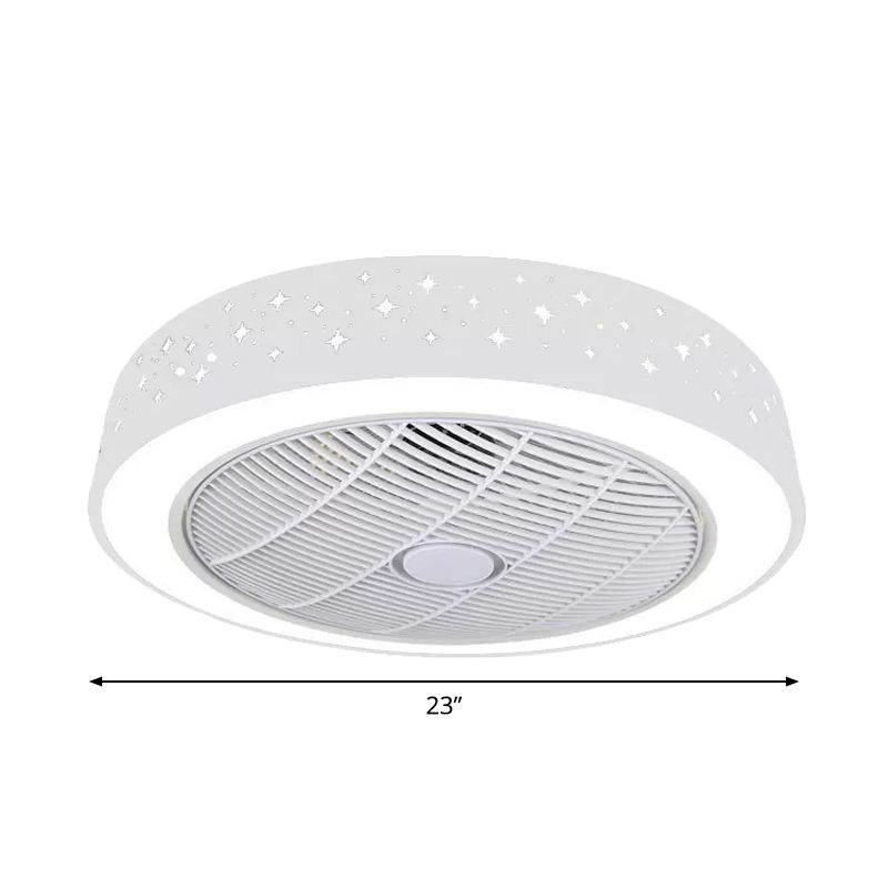 Acrylrunde Laser-Schnitt-Deckenventilator Moderne LED White Semi Flush Mount, 23 "breit