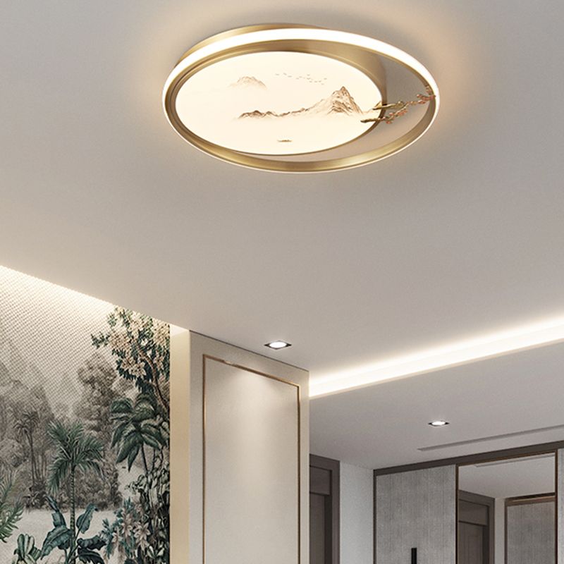 Lámparas de montaje empotrado de forma circular Accesorios de montaje empotrado de 2 luces de metal moderno en oro