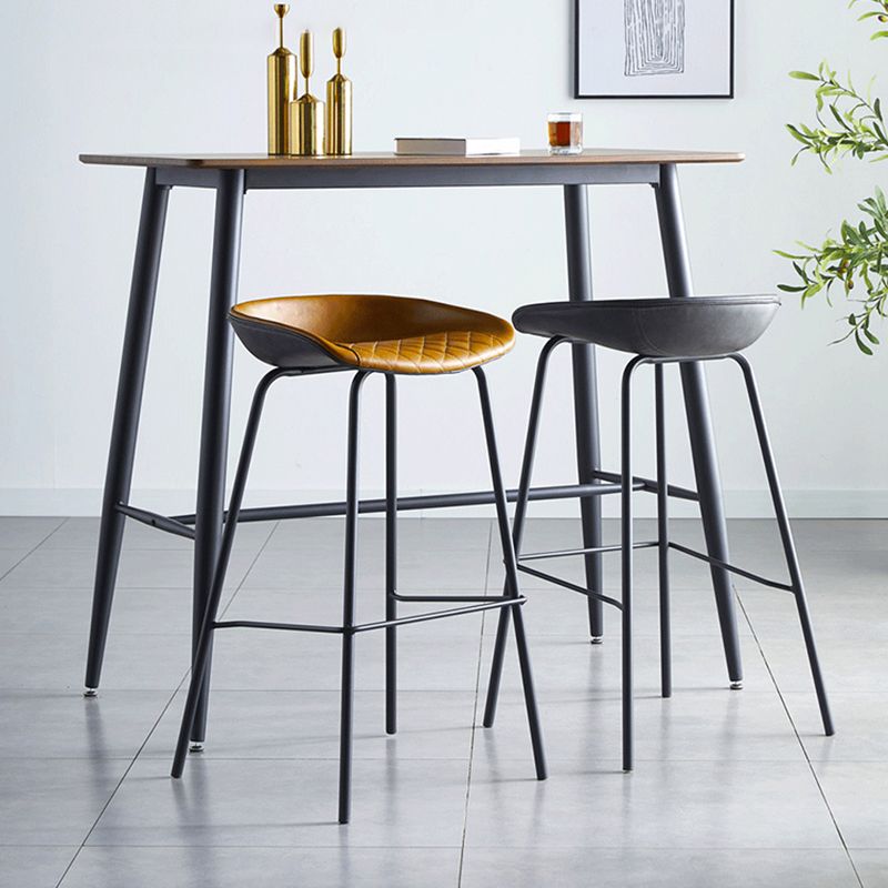 Industrial Metal Distressed Barstool Indoor Tall Stool with Leather Seat