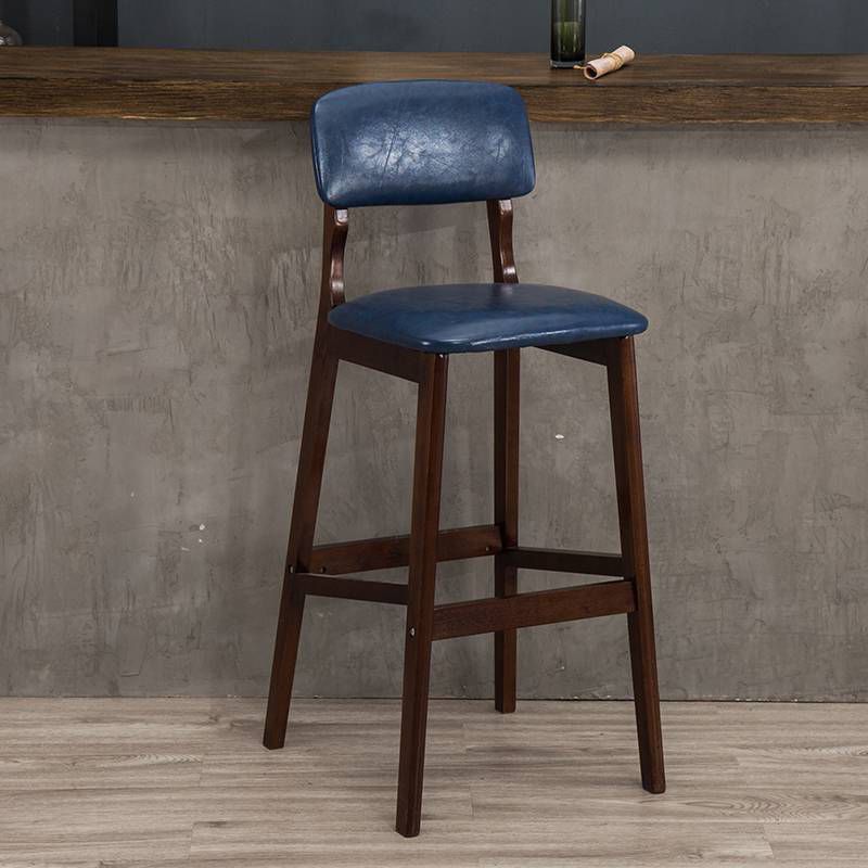 Industrial Style Bar-stool Square Seat Counter Bar Stool with Wooden Legs