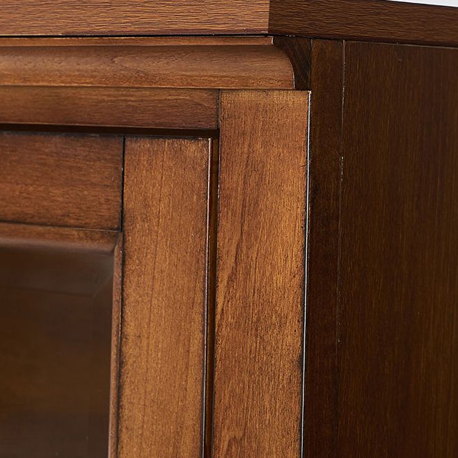 Solid Wood Standard Bookcase Contemporary Vertical Bookcase with Glass Doors