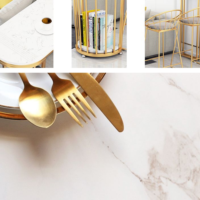 Glam Style Stone 1/2/3 Pieces Bar Table Set Rectangle Bar Table with Metal Legs for Home