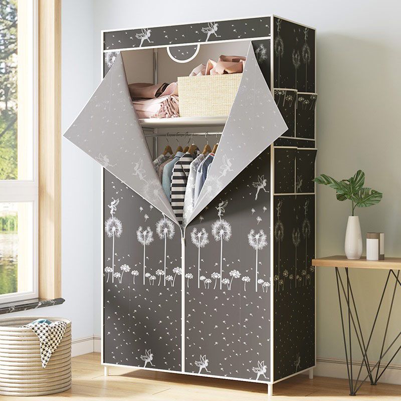 Metal Frame Wardrobe Armoire Contemporary Style Wardrobe Cabinet for Bedroom