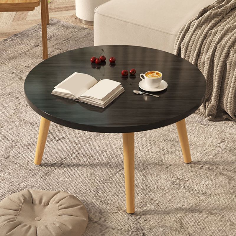 3 Legs 1 Single Coffee Table with Wood Accents Modern Round Cocktail Table