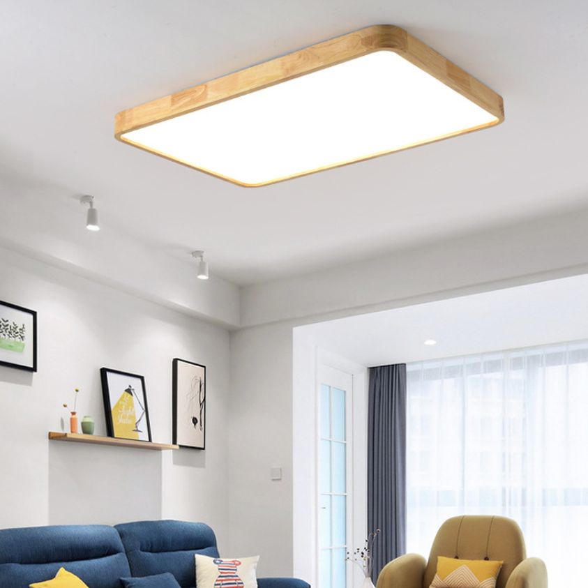 Modern Style Geometrical Flush Mount Lighting Wood 1-Light Flush Mount Led Light