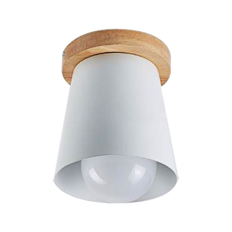 1 Bulb Gray/White/Green Conical Flush Mount Ceiling Light Metal Contemporary Ceiling Mounted Light for Bedroom