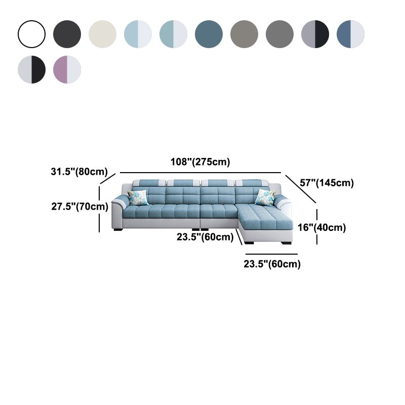 Sewn Pillow Back Sofa with Ottoman Included and Storage for Four People