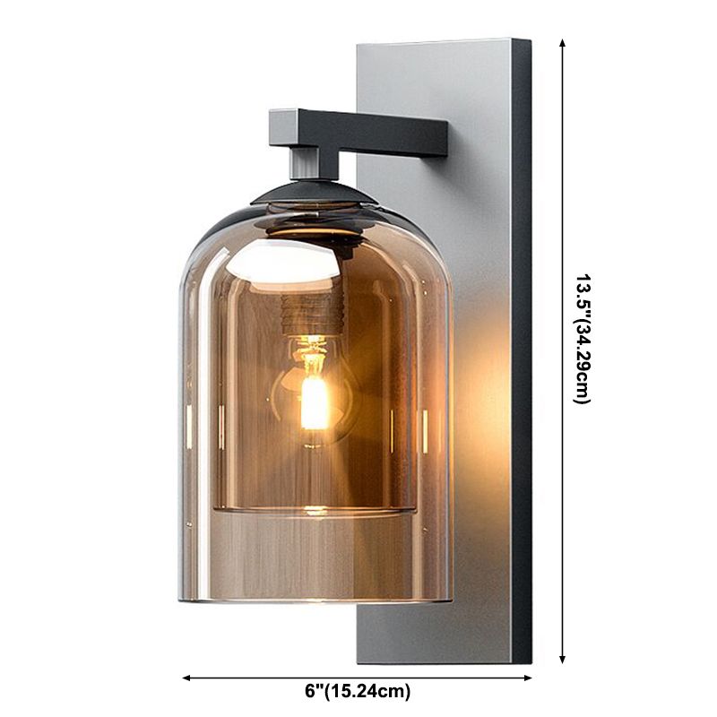 Lámpara de luz de drogadictos de tubo moderno lámpara montada en la pared del dormitorio de 1 luz con sombra de hierba de coñac