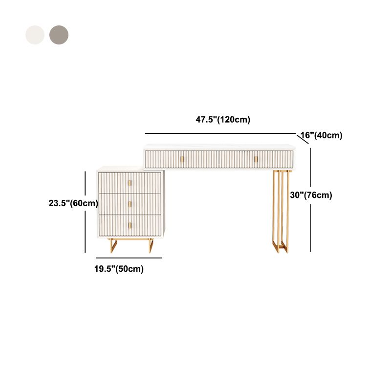 29.92" High Vanity Table with Drawers Stone Top Make-up Vanity
