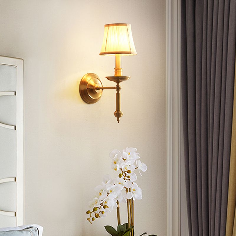 Classic Single Wall Mounted Lamp, Wallchiere Design with Empire Shaped Fabric Shade