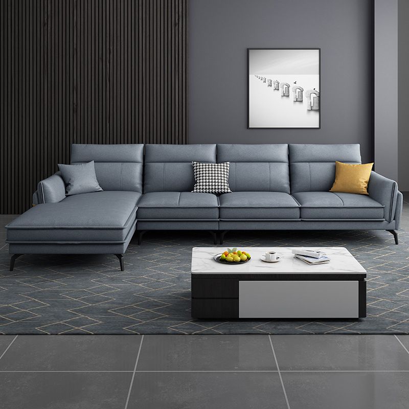 Scandinavian Blue Pillow Back Sectionals/Sofa for Living Room 35.43" High