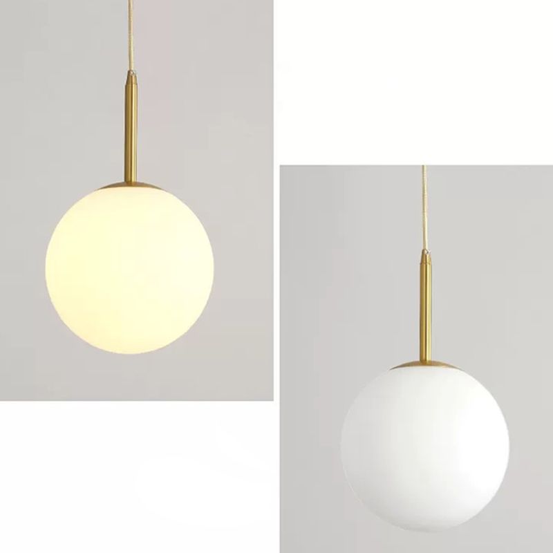 Modern Minimalist Design Hanging Lamp White Globe Glass Shade Pendant Light for Dining Room Table