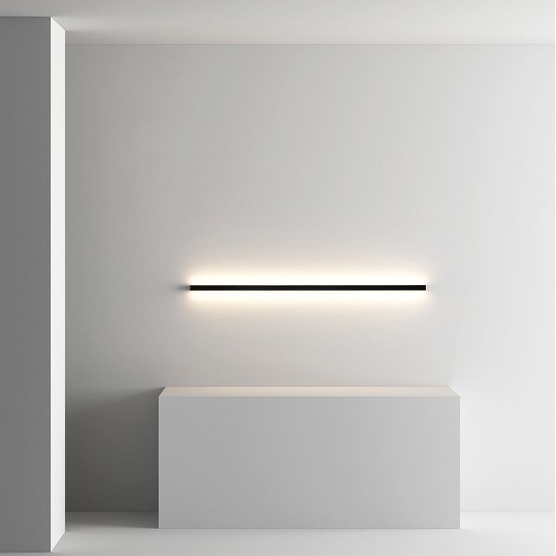 Metal Linear Shape Wall Light Modern 1 Light Wall Mount Fixtures in Black