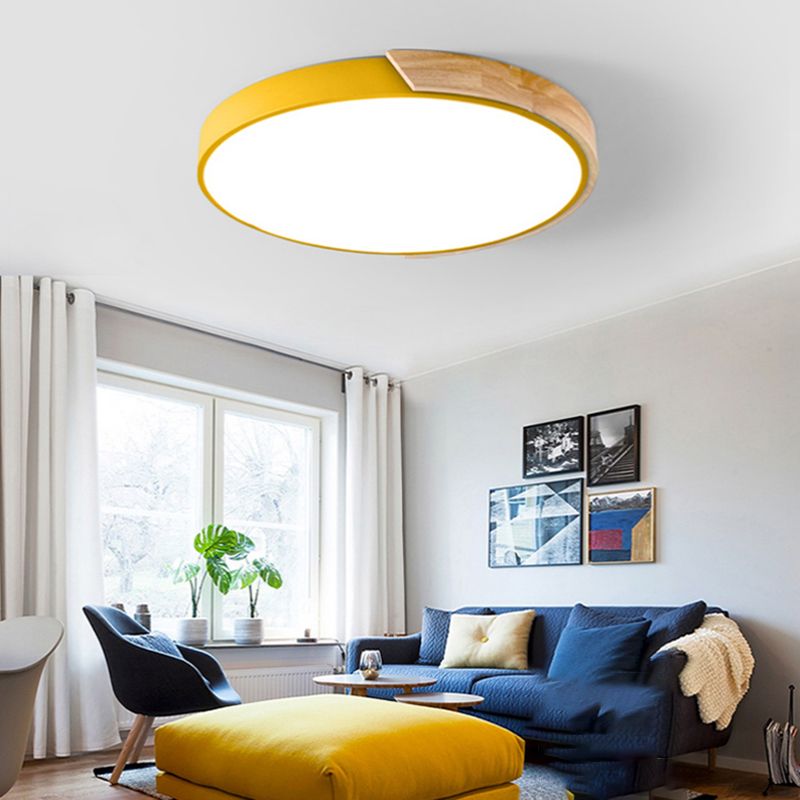 Geometry Shape LED Ceiling Lamp Macaroon Modern Simple Style Iron 1 Light Flush Mount for Study