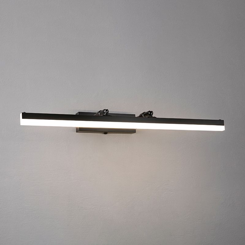 Metal Straight Wall Lamp Nordic Style Black LED Mirror Light for Bathroom