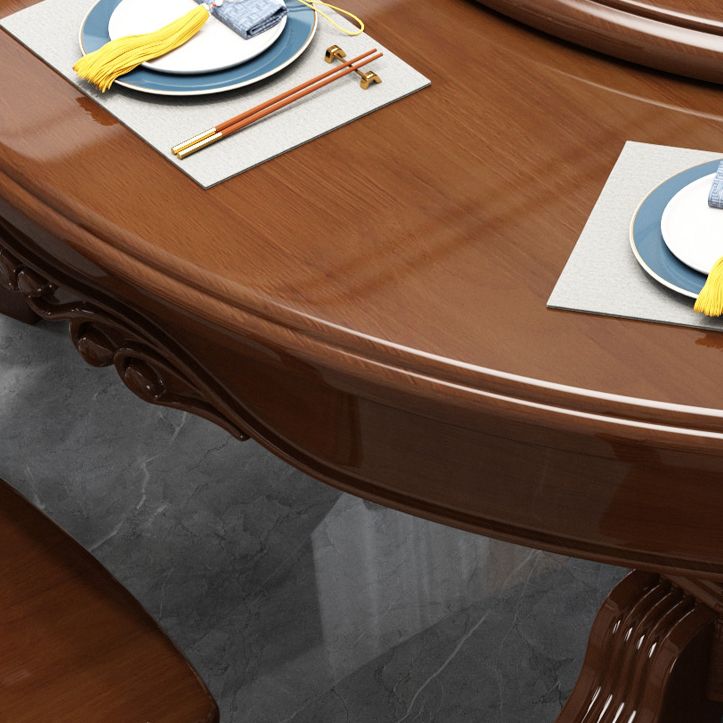 Traditional Dining Table Round Rubberwood Dinner Table for Dining Room