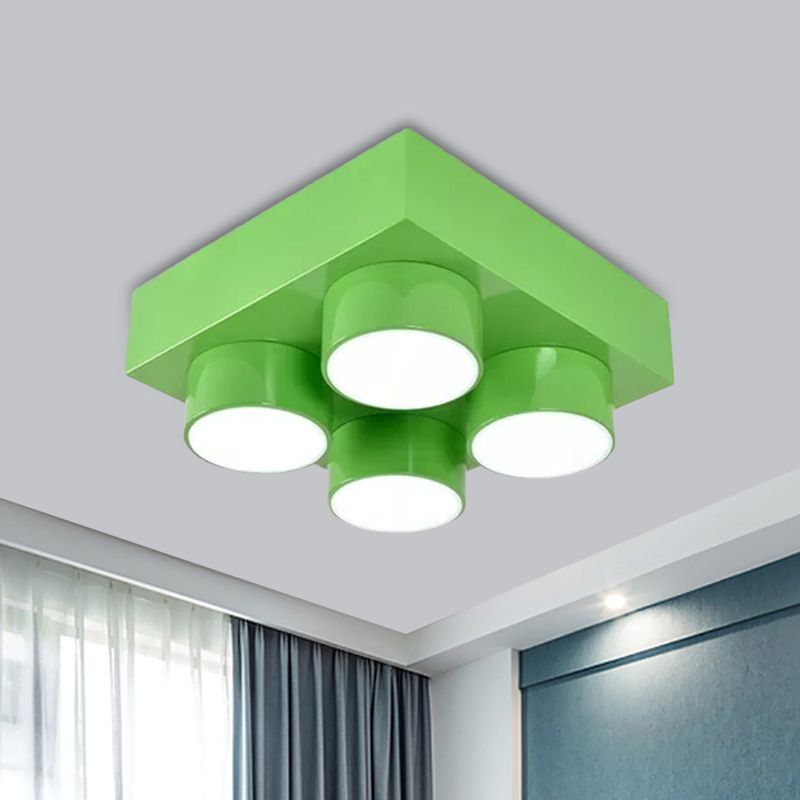 Bloc de construction LED plafonnier enfants acrylique rouge/jaune/bleu lampe encastrée pour chambre à coucher