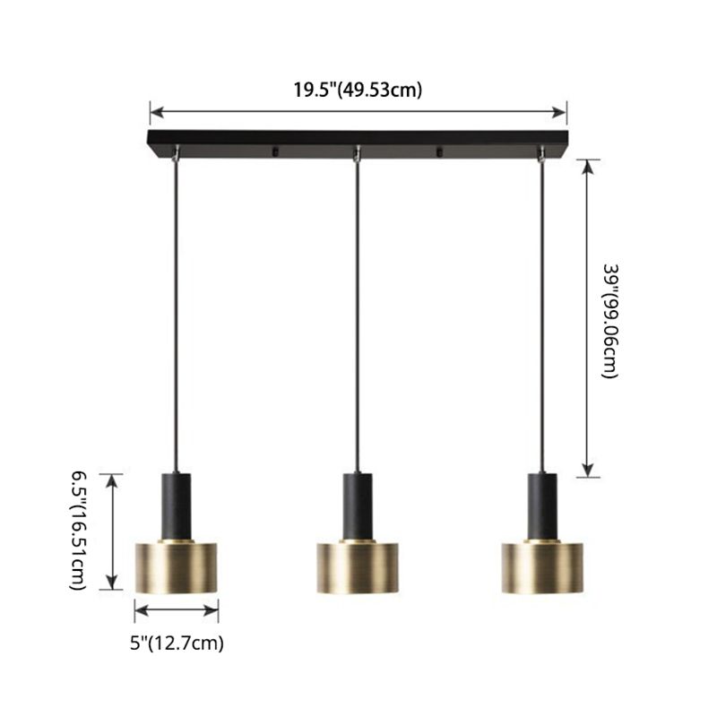 Brass Torchlight Shaped Pendant Lamp Postmodern Metal Hanging Light for Dining Room