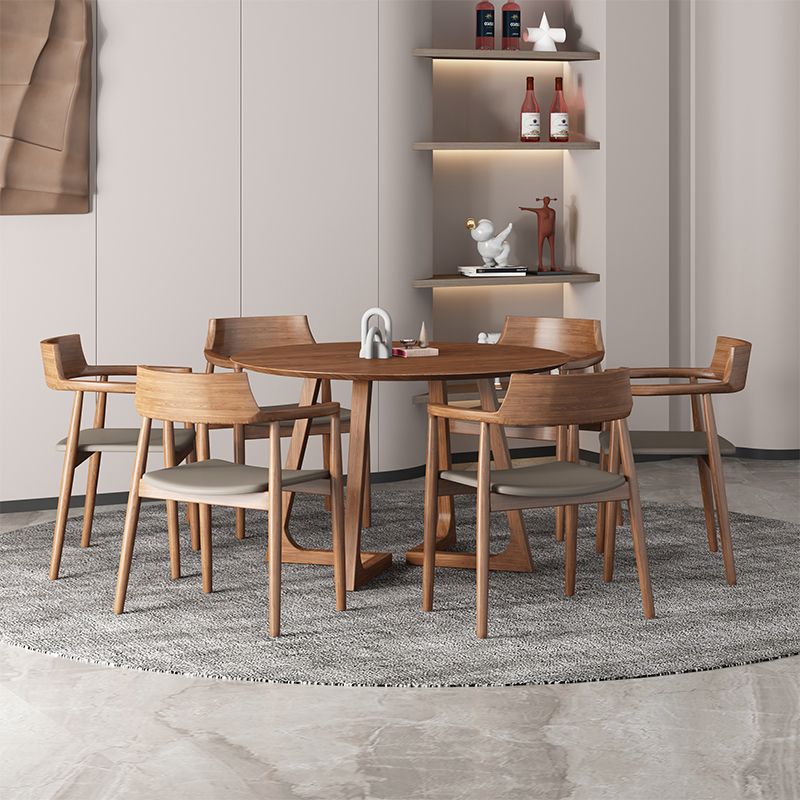 Mesa de comedor informal de pedestal doble redondo Mesa de madera de madera sólida de ashwood