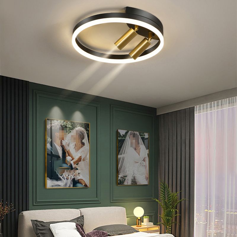 Circular Ceiling Light Fixture Modern Style Metal LED Bedroom Ceiling Fixture