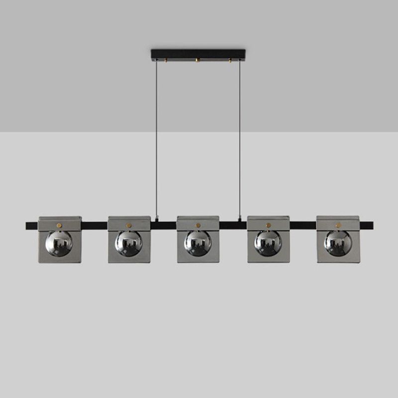 Multiple-Light Rectangular Island Pendant Modern Glass Island Lighting