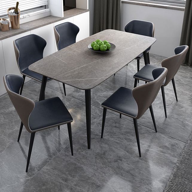 Modern Rectangle Dining Table Grey Sintered Stone Dinner Table for Dining Room