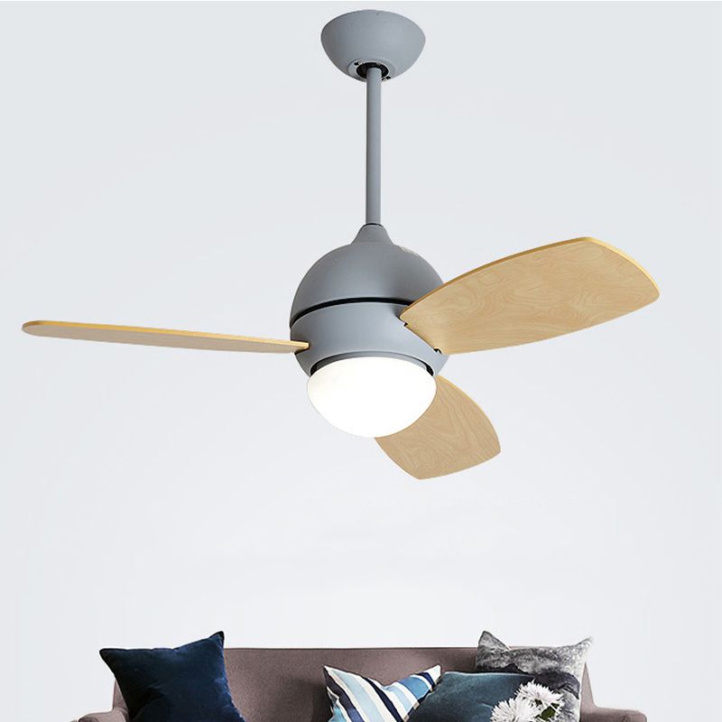 Acryl Dome Flan Lamp Modern Led Black/Gray/White Semi Flush Mount Plafing Armture met 3 houten messen, 36 "lang