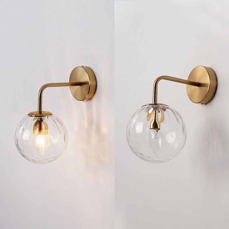 Orb Leuchtenbeleuchtung industriell geblasenes Glas 1-Licht-Wandlampen in Gold und Schwarz