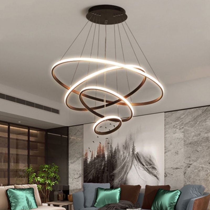 Luce il lampadario del soggiorno acrilico minimalista a ciondolo a led multi-anello Lumo lampadario