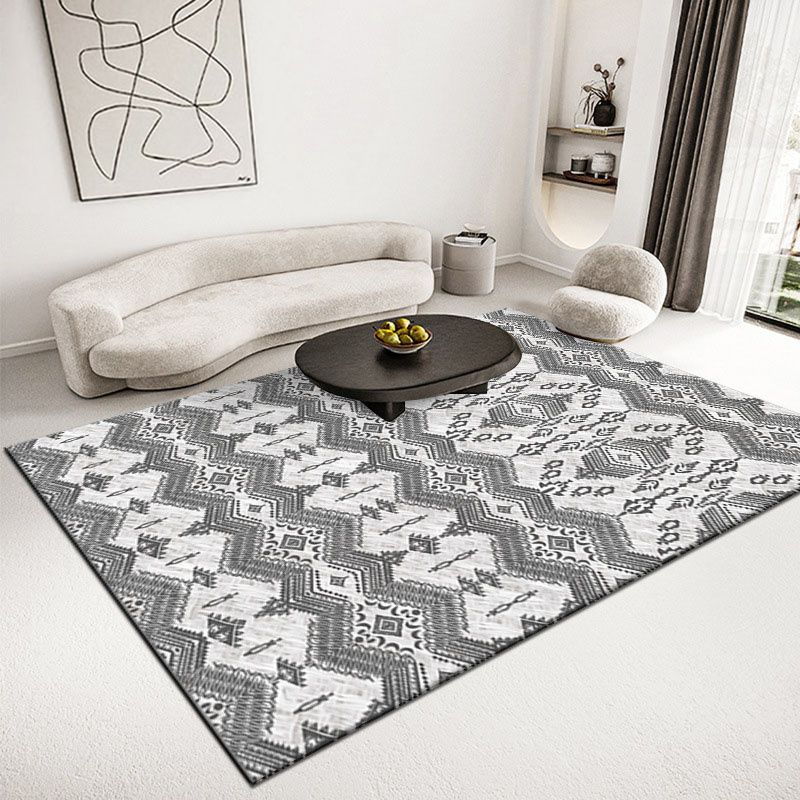 Navy Living Room Area Rug Bohemian Americana Print Carpet Anti-Slip Backing Rug