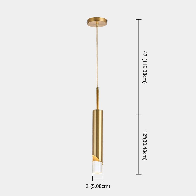 Pendante LED en aluminium dans la lumière suspendue cylindrique en acrylique moderne pour chambre à coucher