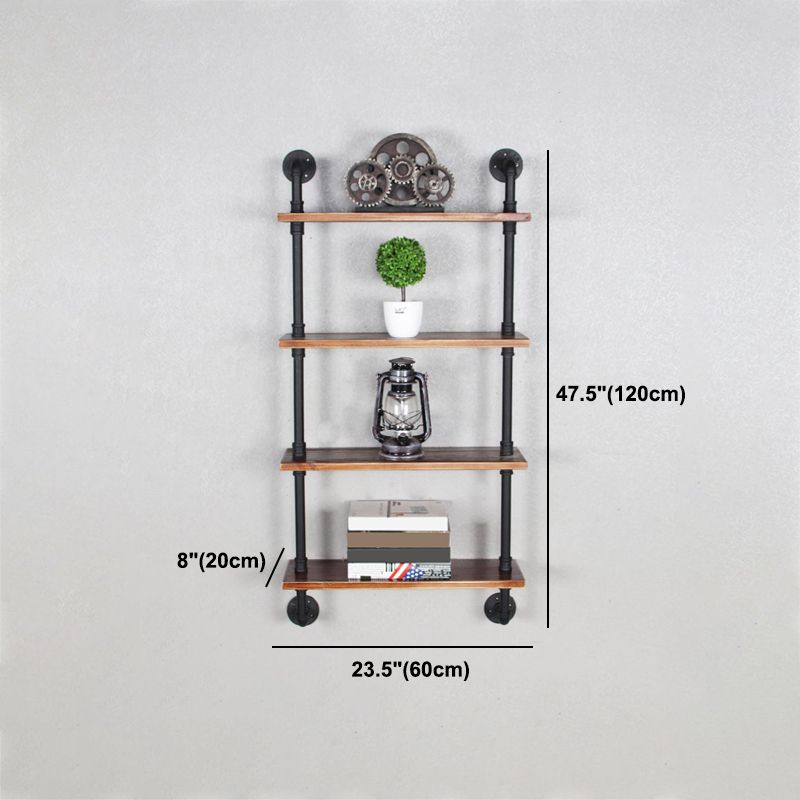 Metal Floating Bookcase Industrial Style Closed Back Shelf for Home Office