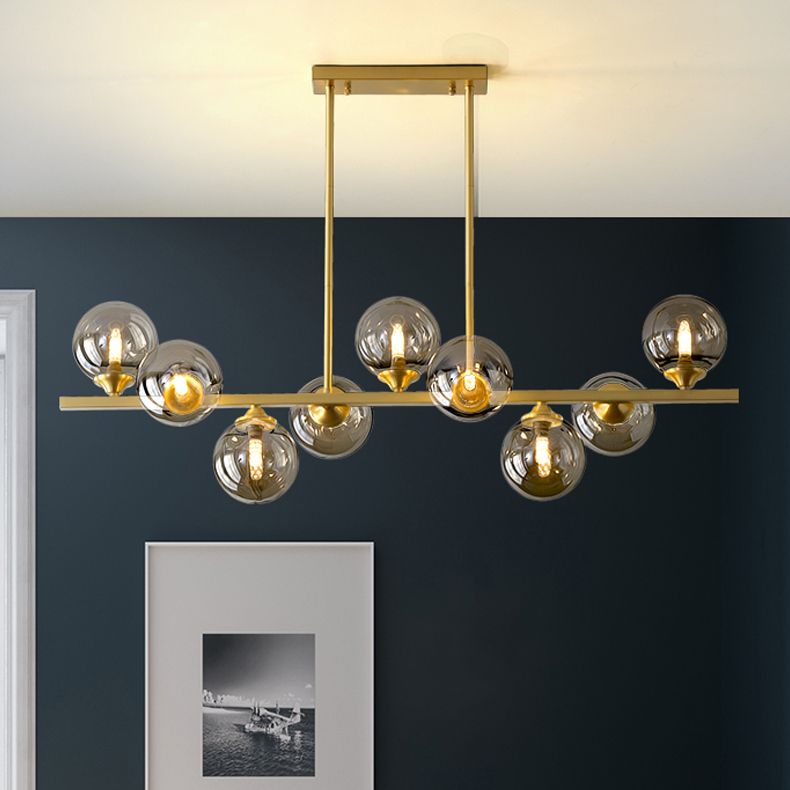 Zeitgenössische Anhänger Lichter Sphere Glass Island Beleuchtungsideen in Gold