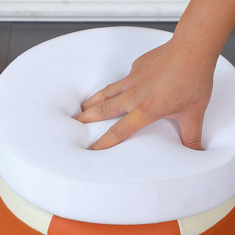 Blue Modern Pouf Faux Leather Stain Resistant Round Pouf for Drawing Room