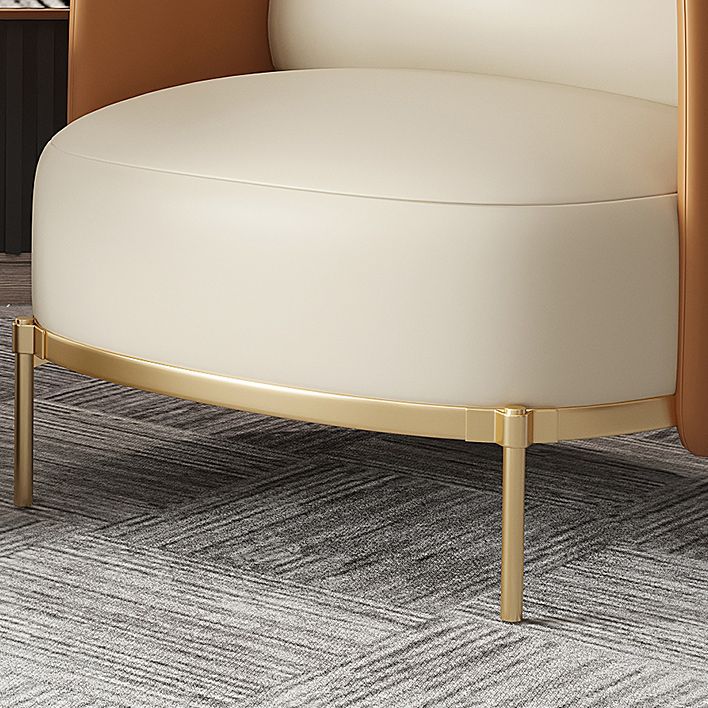 Contemporary Sewn Pillow Back 4 Legs Chair Upholstered Recessed Arms Chair