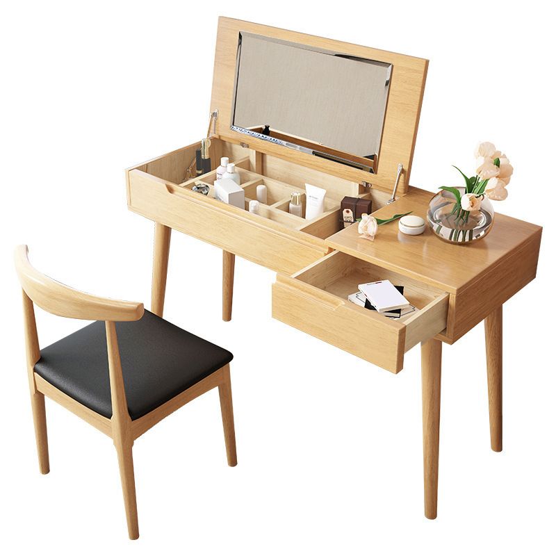 29.5" H Flip-top Vanity Set Desk Vanity with Mirror and Drawer